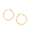 14k Yellow Gold Slender Hoop Earring with Diamond-Cut Finish (25mm Diameter)